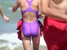Candid voyeur girl en bikini del bonito color lila 06o